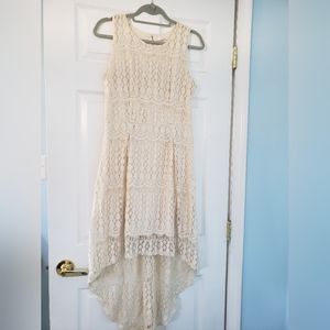 Xhilaration Cream Lace Hi-Lo Midi Dress